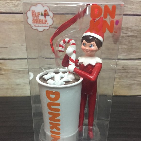 Elf Ornament Dunkin Donuts Hot Cocoa Candy Cane Boy - Picture 2 of 3
